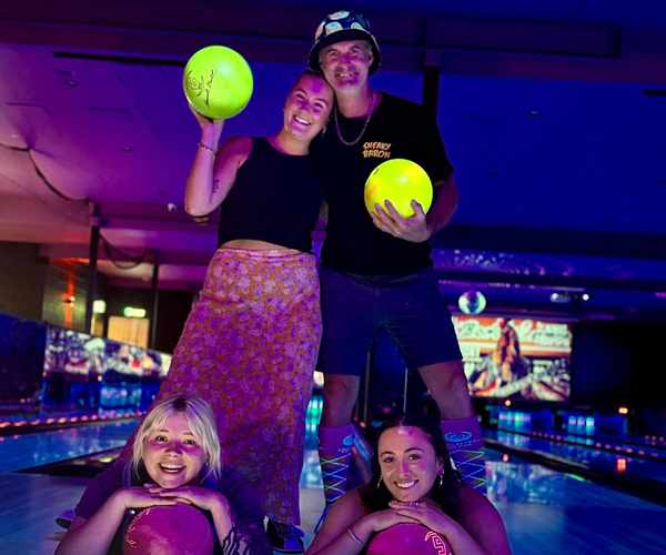 Group of friends bowling together at Spinners Maroochydore