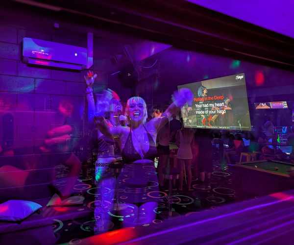 Private karaoke room with neon lighting at Spinners Maroochydore